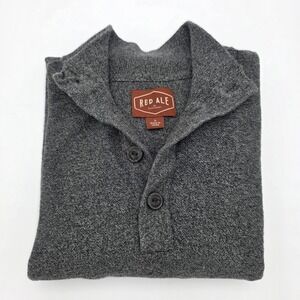 Red Ale By Alesbury Riverside Button Mock neck Sweater  Mens Charcoal Size Large